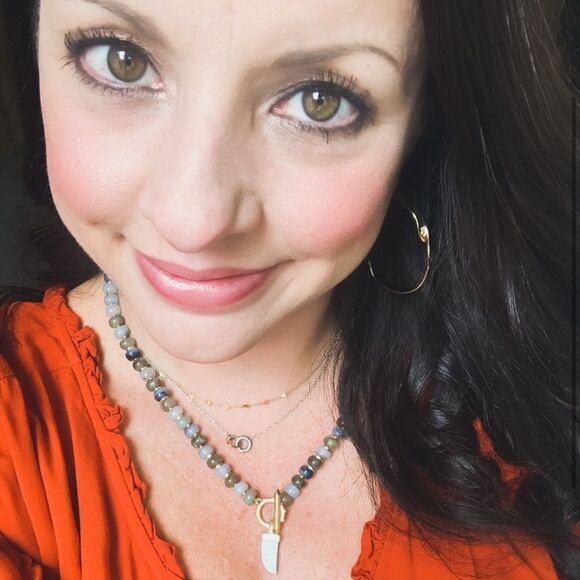 stella & dot ~ modern bohemian beaded necklace ~ gray multi color pendant grey - Picture 5 of 6